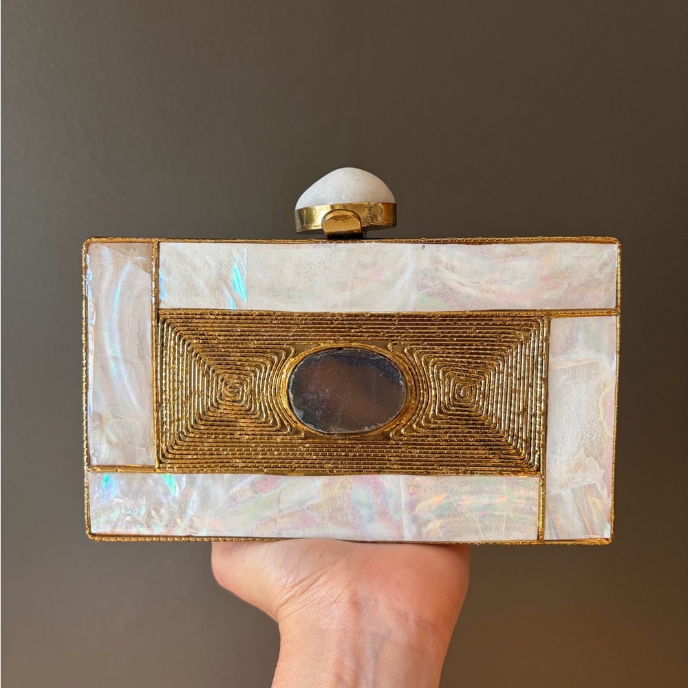 Elegant Gold and Cream Clutch